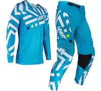 Leatt 3.5 Ride Pattern 2024 Ensemble maillot et pantalon de motocross, blanc-bleu, taille S pour homme
