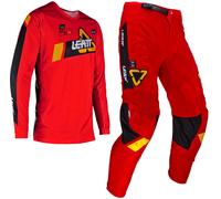 Leatt 3.5 Ride 2024 Ensemble maillot et pantalon de motocross pour enfants, noir-blanc-rouge, taille XL