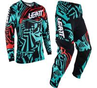 Leatt 3.5 Zebra Motocross Jersey et pantalon Set (Black/Green,XS)