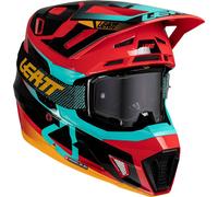 Leatt 7.5 Vector Casque de motocross avec lunettes, noir/rouge/bleu, Taille L (59/60)