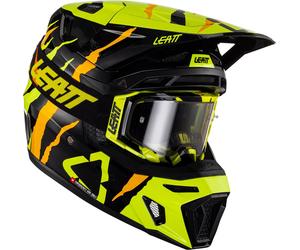 Leatt 8.5 Tiger Casque de motocross avec lunettes, noir/jaune, Taille S (55/56)