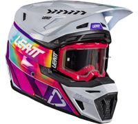 Leatt 8.5 V26 Casque de motocross avec lunettes, rose-multicolore, taille XL pour homme