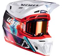 Leatt 8.5 V26 Casque de motocross avec lunettes, rouge-multicolore, taille L pour homme