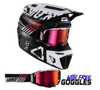 Leatt Casque Moto 9.5 Carbon Blanc 6.5 Lunettes MX Motocross