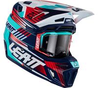 Leatt Moto 8.5 V22 Composite casque de motocross avec lunettes, bleu/rouge, XL (61/62)