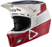 Leatt MTB 8.0 Composite Casque de descente, blanc-rouge-bleu, taille XL pour homme