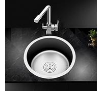 L'eau circulaire, Évier de cuisine rond en acier inoxydable, évier simple, bassin à légumes, vasque de salle de bain, balcon, bar, évier de cuisine(Sierc)