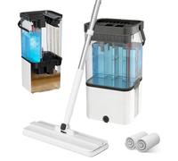 L'eau propre et sale sépare le balai plat et le seau, système révolutionnaire de serpillère plat avec 2 tampons en microfibre réutilisables, économisant de l'eau pour le nettoyage des sols stratifiés