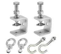 LEAUM Serre-joints en C inoxydable - Ouvertures de mâchoire de 30 mm - Pince de fixation réglable de 0 à 25 mm - Avec crochets et vis à anneau en acier inoxydable pour le travail du bois