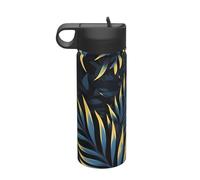 Leaves in the Dark Bouteille d'eau isotherme de voyage en acier inoxydable avec paille (532 ml), adaptée pour le camping, le fitness, la randonnée en plein air