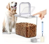 LEAWALK Récipient hermétique de 5,4 kg pour nourriture pour chien et chat sans BPA, bac de rangement empilable transparent en PET, 1 cuillère à tasse, 1 brosse de nettoyage éponge, couvercle pop-top