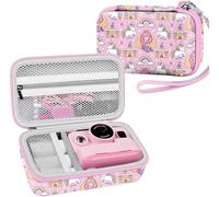 Leayjeen Étui pour appareil photo pour enfants instantané, 2 pièces en rose, compatible avec HiMont, Gofunly, ASTGMI, Hangrui et TIATUA, cadeau pour enfants (étui uniquement), Rose Licorne, L, Trousse