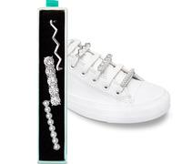 leazy Bling - Bijoux de chaussures pour sneakers, chaussures de loisirs - Clips de bijoux de chaussures en or et argent avec strass, perles - Pendentifs en dentelle pour filles et dames