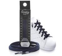 Leazy flat - Les lacets plats élastiques avec crochets de fixation pour enfants et adultes - bleu foncé - XL : Jusqu’à 7 œillets par côté