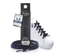 Leazy flat - Les lacets plats élastiques avec crochets de fixation pour enfants et adultes - bleu foncé - S : Jusqu’à 4 œillets par côté
