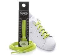 Leazy flat - Les lacets plats élastiques avec crochets de fixation pour enfants et adultes - jaune fluo - S : Jusqu’à 4 œillets par côté