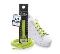 Leazy flat - Les lacets plats élastiques avec crochets de fixation pour enfants et adultes - jaune fluo - XL : Jusqu’à 7 œillets par côté