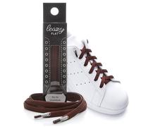 Leazy flat - Les lacets plats élastiques avec crochets de fixation pour enfants et adultes - marron foncé - S : Jusqu’à 4 œillets par côté