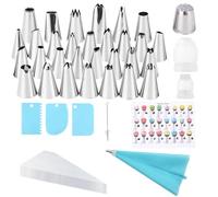 LEAZZLE 50 Pieces Poche a Douille Patisserie Reutilisable, Patisserie Accessoire avec 31 Douille, 10 Poche a Douille Jetable, 2 Coupleur, 3 Grattoir, Ustensiles à Pâtisserie pour Cupcake Gateau Muffin