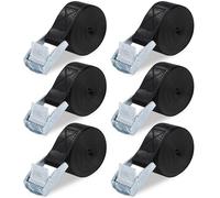LEAZZLE 6 PCS 25mm x 1M Sangle a Cliquet avec Boucle, Sangle Arrimage, Sangles D'Arrimage, Sangle de Serrage, Sangles Demenagement, pour Porte Velo, Moto, Bagage, Voiture