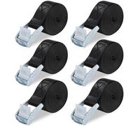 LEAZZLE 6 PCS 25mm x 2M Sangle a Cliquet avec Boucle, Sangle Arrimage, Sangles D'Arrimage, Sangle de Serrage, Sangles Demenagement, pour Porte Velo, Moto, Bagage, Voiture