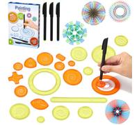 LEAZZLE Spirographe, 28 pièces Spirograph Deluxe Set,Dessin Spirale Ensemble, Multifonctionnel Spiral Designer, Mandala Designer, Creatif Pochoirs pour Peinture,Modèles de Dessin pour Enfants (orange)