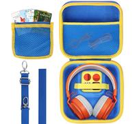 Lebakort Étui de rangement compatible avec lecteur de musique Yoto Mini Kids et casque Yoto, haut-parleur pour enfants, lecteur de cartes audio, radio (bleu + étui jaune)