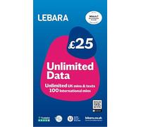 Lebara Carte SIM, données illimitées SIM, demi-prix pour les 3 premiers mois, pas de contrat, payer lorsque vous activez la SIM, multi-taille, s'adapte à tous les appareils
