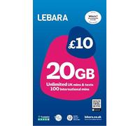 Lebara SIM : 20 Go pour 10 £, moitié prix 3 premiers mois, sans contrat. Activer, payer plus tard. Multi-taille, s'adapte à tous les appareils