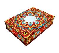 Lebartm Boîte à bijoux pour peinture diamant à faire soi-même avec miroir Mandala - Boîte de rangement en cristal de forme spéciale pour bagues, colliers, bracelets - Pour femmes et filles - Ornement