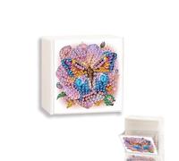 Lebartm Boîte de rangement à rabat pour peinture diamant - Sans trous - Pour boules de coton, fil dentaire, épingles à cheveux - Petits accessoires quotidiens - Décoration d'intérieur - Papillon-02