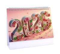 Lebartm Calendrier de bureau 2026 à faire soi-même - Design créatif - En papier épais - Avec liste de choses à faire - Ornements - Peinture diamant - Calendrier mensuel à rabat pour la maison et le