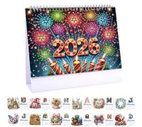 Lebartm Calendrier de bureau 2026 à faire soi-même - Design créatif - En papier épais - Avec liste de choses à faire - Ornements - Peinture diamant - Calendrier mensuel à rabat pour la maison et le