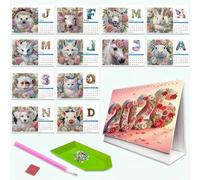 Lebartm Calendrier de bureau 2026 à faire soi-même - Design créatif - Papier épais - Décoration de bureau - Animaux blancs