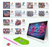 Lebartm Calendrier de bureau 2026 à faire soi-même - Design créatif - Papier épais - Décoration de bureau - Calendrier mensuel à rabat pour bureau, décoration d'intérieur - Jour de l'indépendance