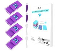 Lebartm Diamond Art Boîte de rangement pour tiroir avec couvercle, tamis, pelle et brosse - Accessoires peints en diamant - Outils pour loisirs créatifs, bijoux, perles, clous - Papillon violet