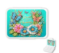 Lebartm Diamond Art Mini boîte de rangement avec 7 compartiments Design créatif compact et portable pour sac à main Voyage Quotidien Fleur Papillon