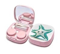 Lebartm Diamond Art Peinture Étui à lentilles de contact avec miroir DIY Art Artisanat Rose Kit d'outils de retrait avec pince à épiler Solution Bouteille pour Voyage quotidien Extérieur, Étoile de