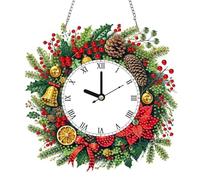 Lebartm Horloge murale en diamant à faire soi-même - Peinture en acrylique avec chaîne - Pendentif en cristal - Décoration murale de Noël