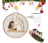 Lebartm Kit de broderie à faire soi-même pour les débutants - Kit de broderie au point de croix de Noël - Motif plantes - Kit de fils à broder pour les amateurs d'artisanat - Point de croix avec motif