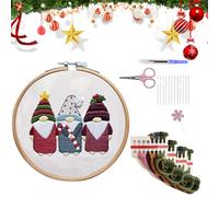 Lebartm Kit de broderie à faire soi-même pour les débutants - Kit de broderie au point de croix de Noël - Motif de plantes - Kit de fils à broder pour les amateurs d'artisanat - Point de croix avec