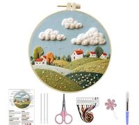 Lebartm Kit de broderie au point de croix pour débutants - Motif paysage de terrain - Kit de fils à broder pour les amateurs de travaux manuels - Point à la main avec fils de 20 cm - Tissu Field02