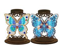 Lebartm Lot de 2 bougeoirs en bois à faire soi-même - Décoration de table en diamant double face - Décoration de Noël - 03