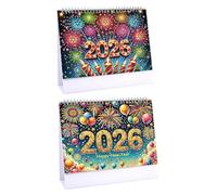 Lebartm Lot de 2 calendriers de bureau 2026 à faire soi-même, design créatif, calendrier en papier épais avec liste de choses à faire, ornements, peinture diamant, calendrier mensuel à rabat pour la
