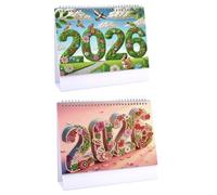 Lebartm Lot de 2 calendriers de bureau 2026 à faire soi-même en papier épais avec liste de choses à faire, ornements, peinture diamant, calendrier mensuel rabattable pour la maison et le bureau - 02