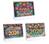 Lebartm Lot de 3 calendriers de bureau 2026 à faire soi-même, design créatif, calendrier en papier épais avec liste de choses à faire, ornements, peinture diamant, calendrier mensuel à rabat pour la