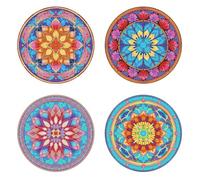 Lebartm Lot de 4 sets de table ronds antidérapants en acrylique pour salle à manger, cuisine, art diamant, fournitures d'artisanat pour décoration d'intérieur