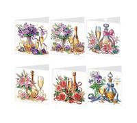Lebartm Lot de 6 cartes de vœux pliantes à faire soi-même, peinture diamant, design créatif, cartes de remerciement, cartes de vœux de bénédiction avec enveloppes pour anniversaire, vacances
