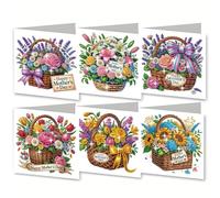 Lebartm Lot de 6 cartes de vœux pliantes à faire soi-même pour la fête des mères - Peinture diamant - Cartes de remerciement pliables avec enveloppe blanche - Lot de cartes de vœux de bénédiction pour