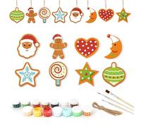 Lebartm Lot de 8 petites étiquettes cadeaux à suspendre peintes à la main - Peinture à l'huile numérique - Plaque à souhaits - Ornements d'arbre de Noël pour décoration de fête - Noël05